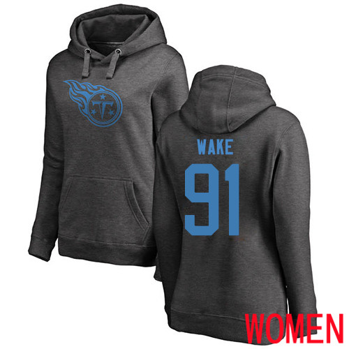 Tennessee Titans Ash Women Cameron Wake One Color NFL Football #91 Pullover Hoodie Sweatshirts->tennessee titans->NFL Jersey